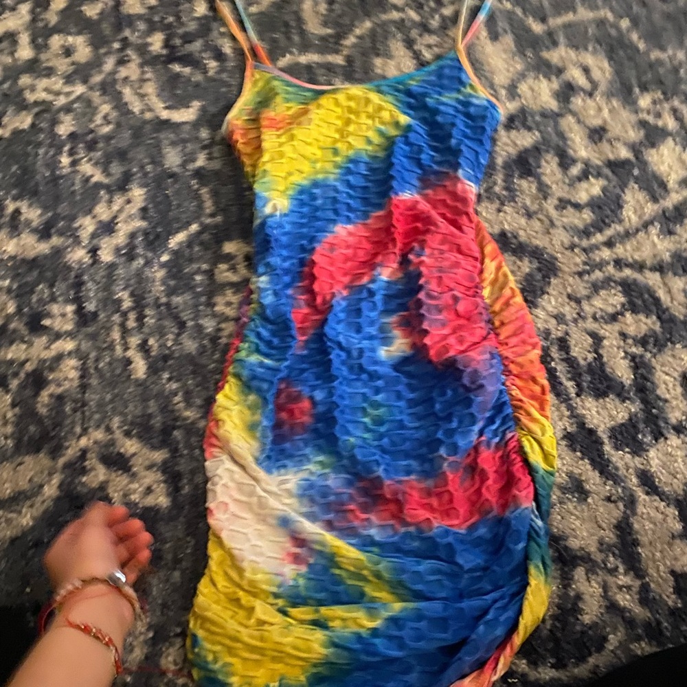 Bold colored rainbow dress